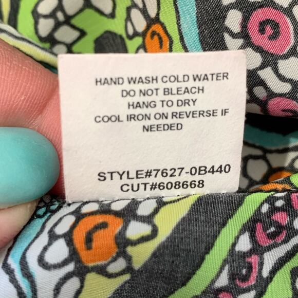 Cha Cha Vente Blouse Top Multi Color Paisley Tie Front Waist Top Size Medium - Picture 7 of 9